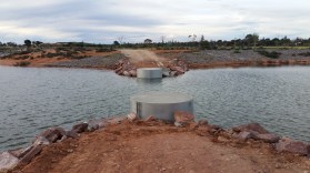 The support posts for the Footbridge